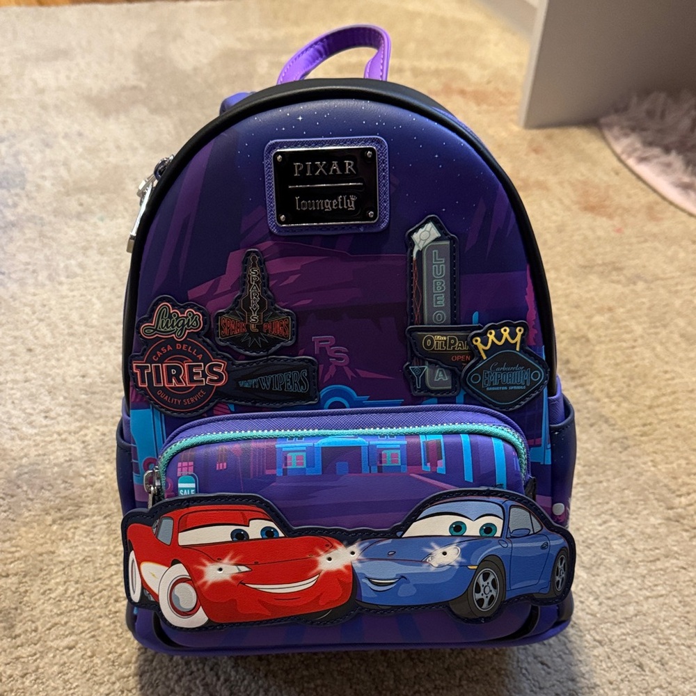 Loungefly Pixar Cars Backpack in Purple and Blue